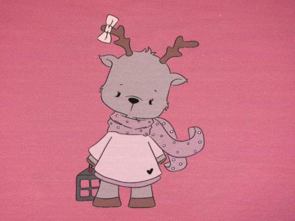 Baumwoll Jersey Panel ca. 68 cm Rentierchen auf Rosa by emmapünktchen